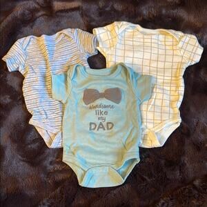 CHICK PEA Gray and Mint 3 Piece Baby Bodysuit Bundle Size 3-6 Months